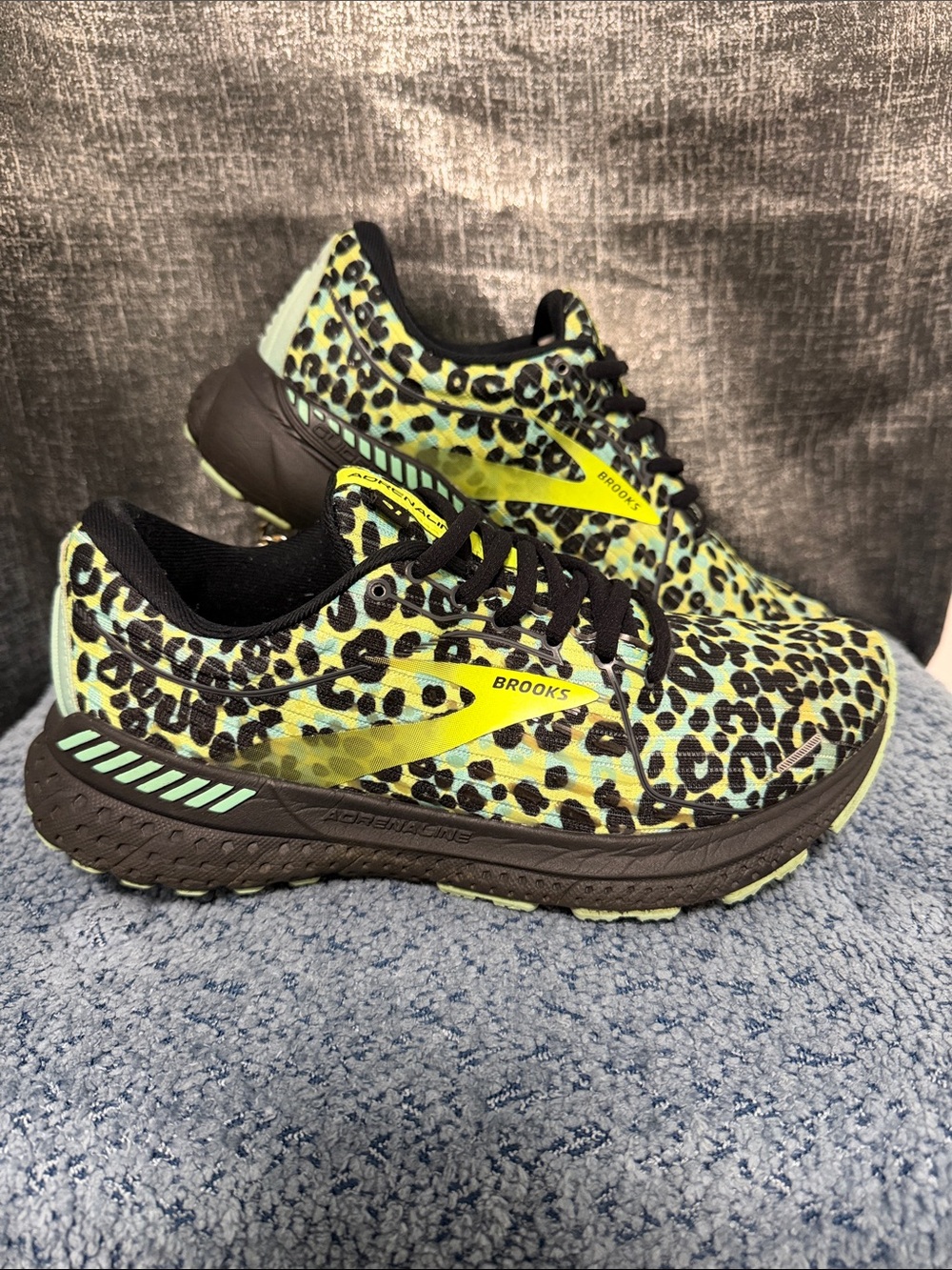 Brooks Leopard-Print Running Shoes in Neon Yellow and Black